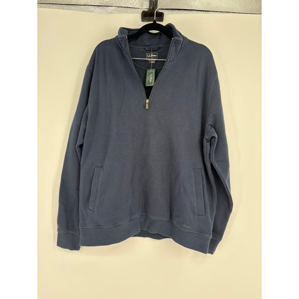 LL Bean Sweatshirt Mens‎ L Navy Athletic Sweat 1/4 Zip Traditional Fit 511530